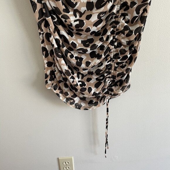 Calvin Klein Women S Animal Print Elastic Waist Tie Gather Sides Midi Skirt NWT - Picture 2 of 9